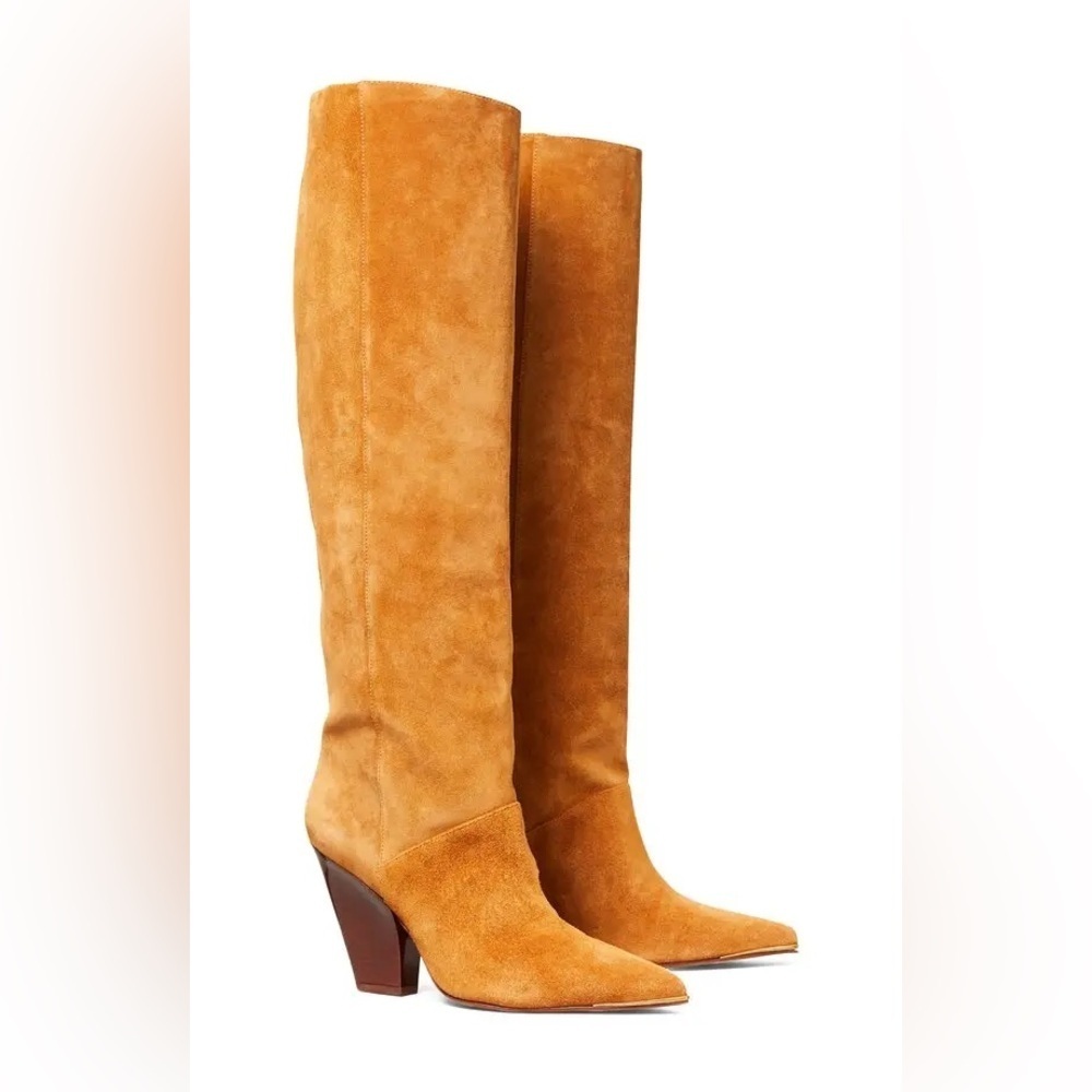 DISCONTINUED Tory Burch Lila Knee High Boots Rhum Suede Size 8